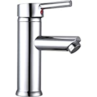 Hapilife Grifo Monomando Lavabo de Latón Cromo con Aireador Agua Fría y Caliente Grifo Lavabo con Mangueras 3-8&quot- 10 Años…